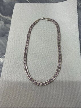 VTG Sterling Silver Style Necklace Purple Crystal